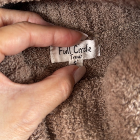 Full Circle Trends Tan Teddy Bear Cowl Neck Crop Sweater - Picture 6 of 6